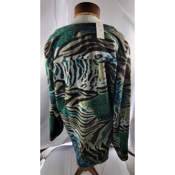 Mirror Image Womens 2X Black Green Button Neck Pockets Long Sleeve Sweater NWT - Picture 5 of 10